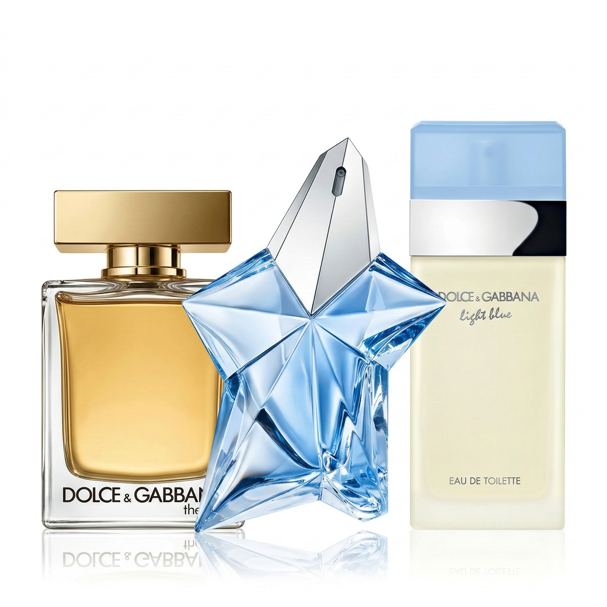 Zestaw 3 Perfum | Light Blue Dolce & Gabbana, The One Dolce & Gabbana, Angel Mugler – 100ml