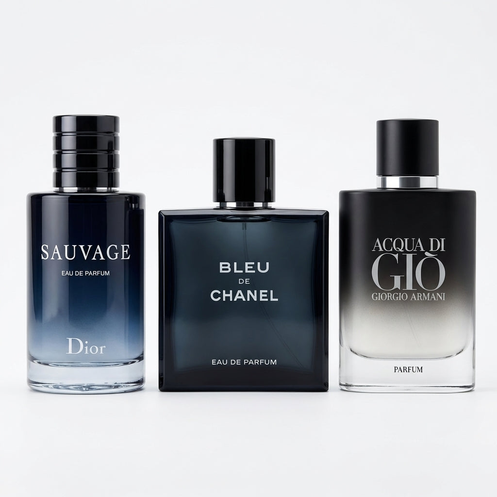 Zestaw 3 Perfum | Sauvage Dior, Bleu de Chanel, Acqua di Giò Giorgio Armani – 100ml
